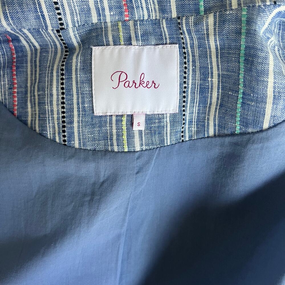 Revolve Parker Oversized Blue Linen Blazer Pinstripe - Picture 5 of 5